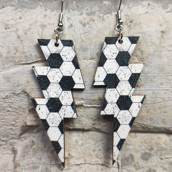 Soccer Lightning Bolt Earrings