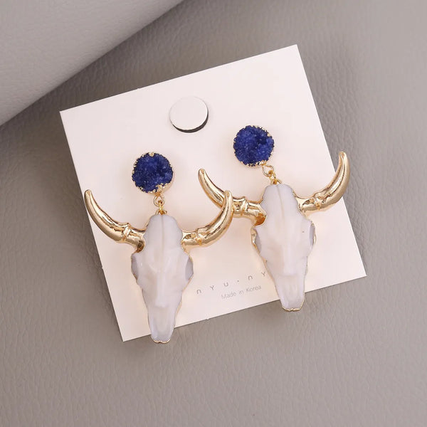 Elegant Bull Skull Earrings
