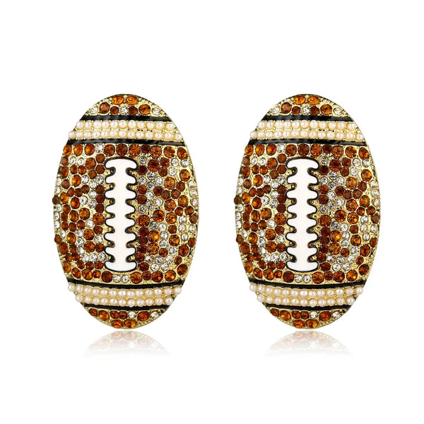 Rhinestone Football Earrings