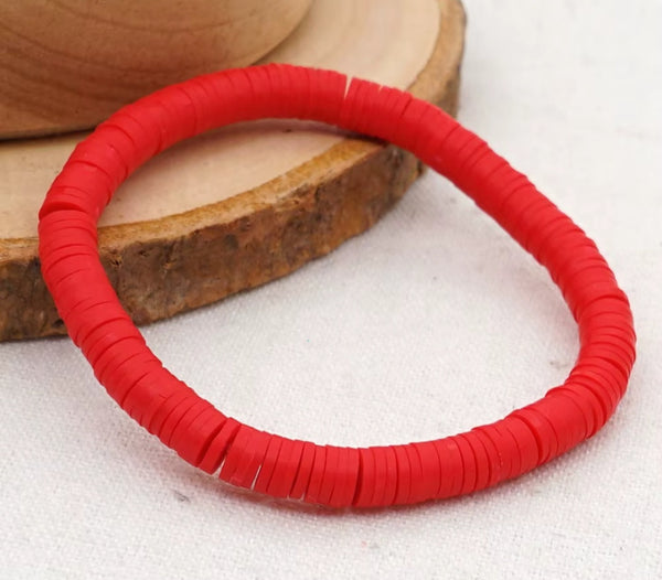 Red Heishi Bracelet