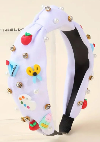 Kids White School Headband