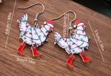 White Christmas Chicken Earrings
