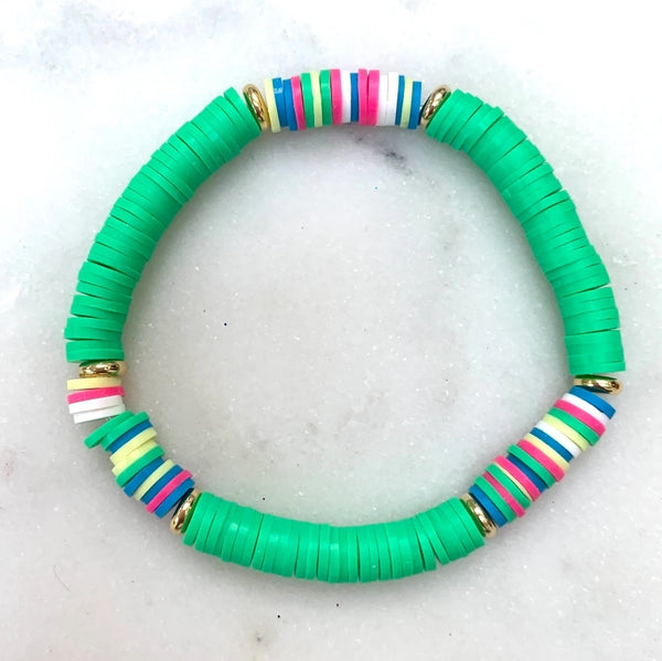 Green Rainbow Heishi Bracelet