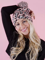 Pink Leopard Beanie