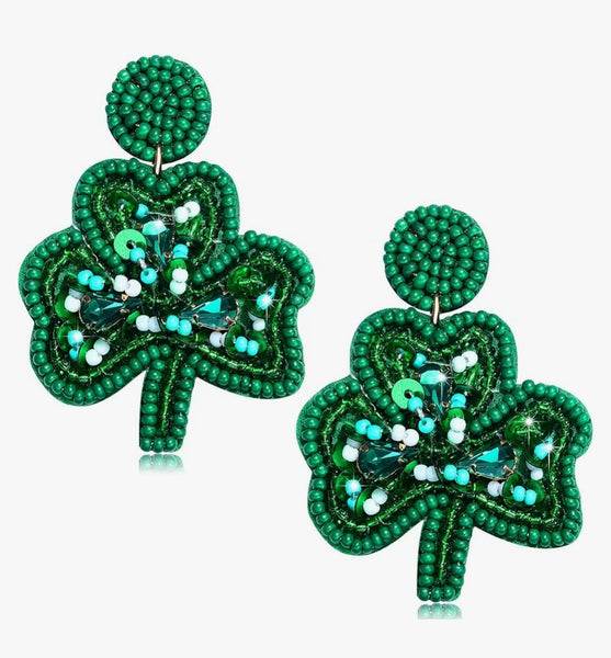 Seed Bead Clover Earrings