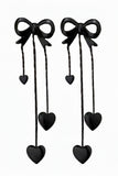 Black Bow & Heart Earrings