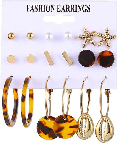 Beachy Tortoise Shell Earring Set