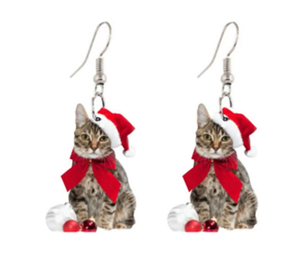 Christmas Cat Earrings