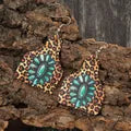 Turquoise Cow Tag Earrings