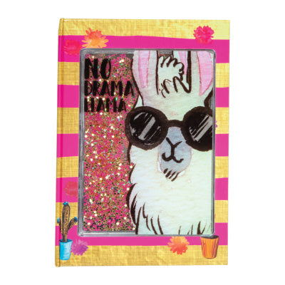 Llama Moving Glitter Journal