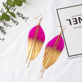 Pink & Gold Feather Earrings