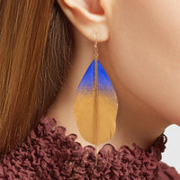 Blue & Gold Feather Earrings