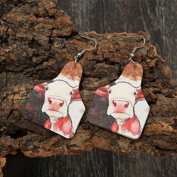 Cow Face Tag Earrings