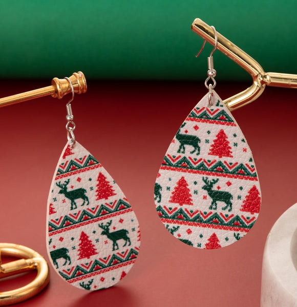 Vintage Print Christmas Earrings