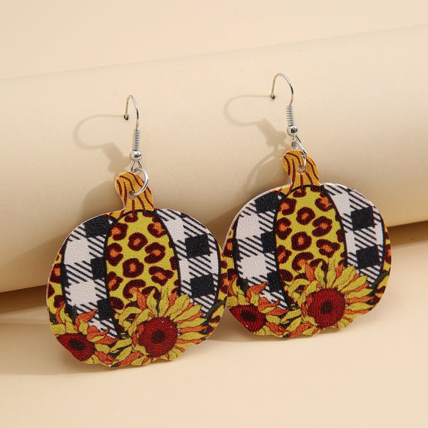 Plaid & Leopard Pumpkin Earrings