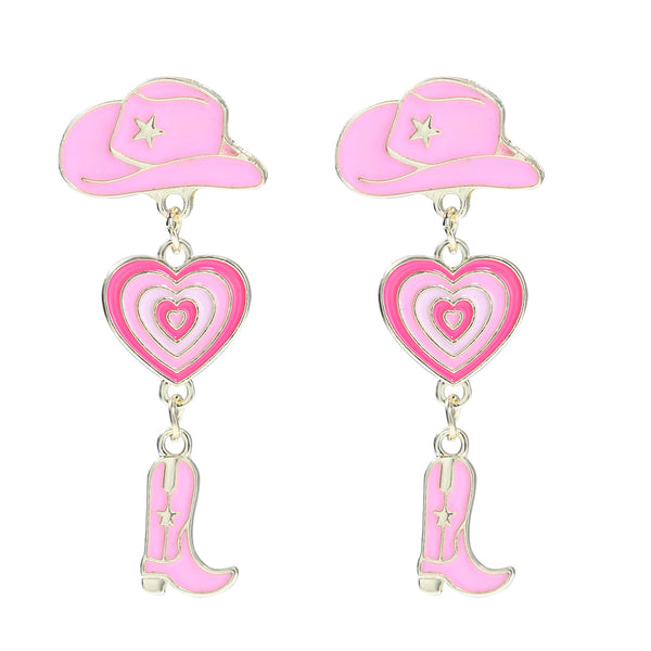 Pink Cowgirl Drop Earrings