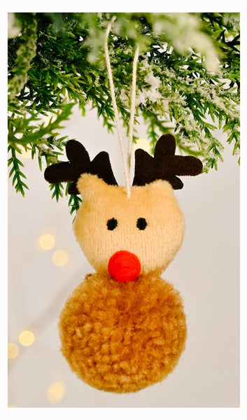 Reindeer Pom Pom Ornament