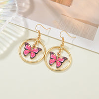 Pink Butterfly Hoop Earrings