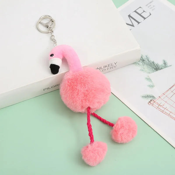 Bright Pink Flamingo Keychain