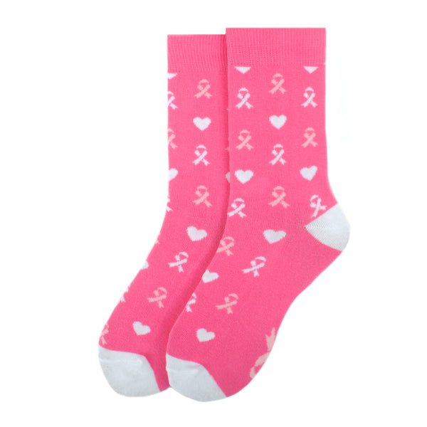 Women's Breast Ribbons & Hearts Novelty Socks