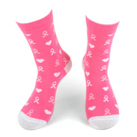 Women's Breast Ribbons & Hearts Novelty Socks