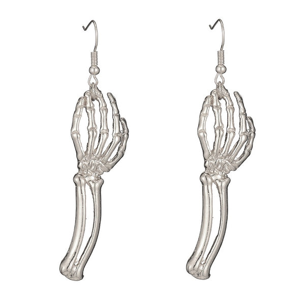 Silver Skeleton Hand Earrings