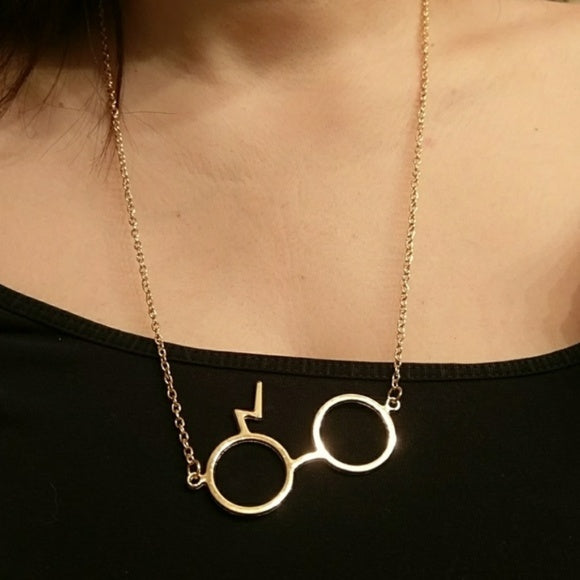 Gold Harry Potter Glasses Necklace