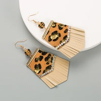 Khaki Leopard Tassel Earrings