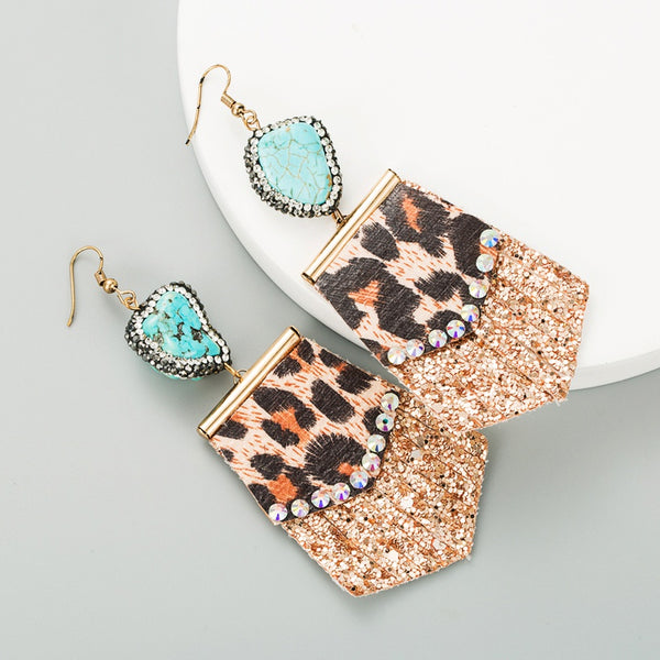 Turquoise Gemstone Tassel Earrings
