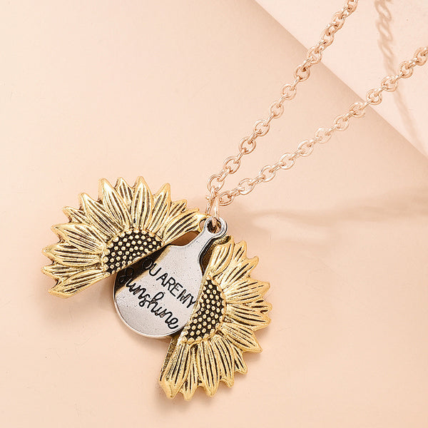 You Are My Sunshine Sunflower Necklace - Gold