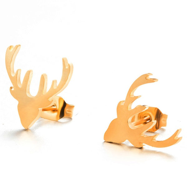 Gold Buck Head Earrings