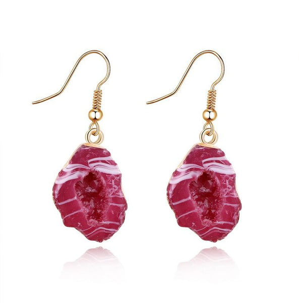Maroon Geode Earrings