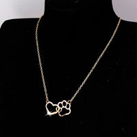Gold Paw + Heart Necklace