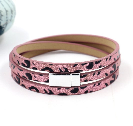 Pink Leopard Wrap Around Bracelet