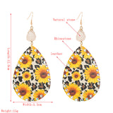 Large Sunflower Leopard Earrings
