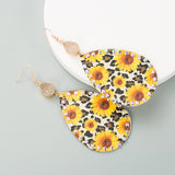 Large Sunflower Leopard Earrings