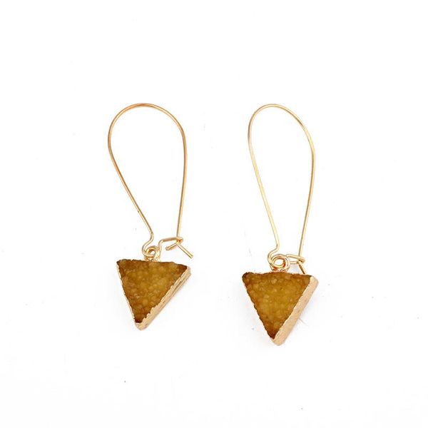 Yellow Triangle Druzy Earrings