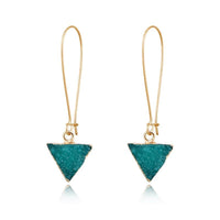 Green Triangle Druzy Earrings
