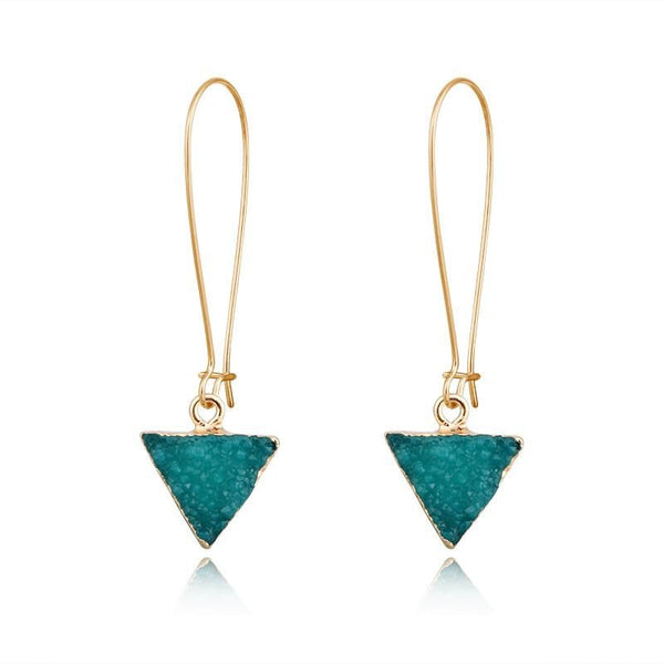 Green Triangle Druzy Earrings