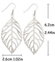 Hollow Leaf Earrings - Silver