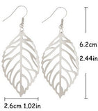 Hollow Leaf Earrings - Silver