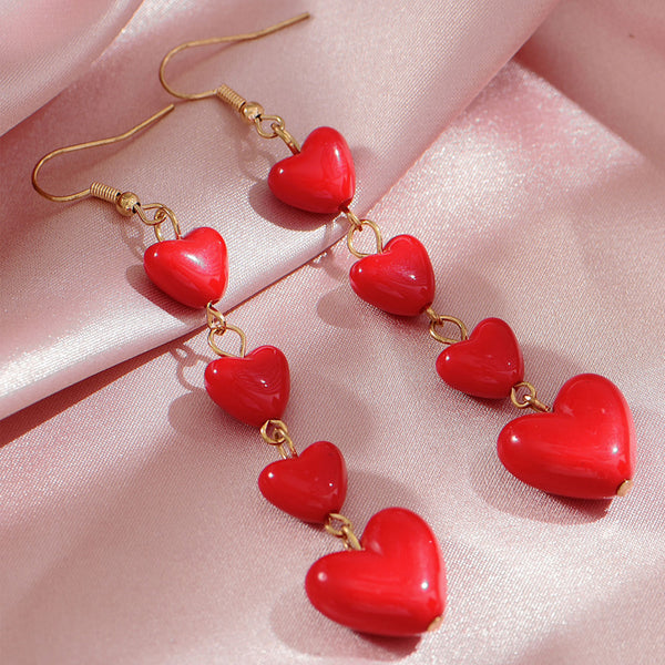 Red Heart Dangle Earrings
