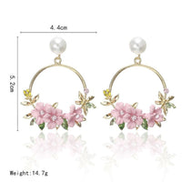 Pink Floral Hoop Earrings