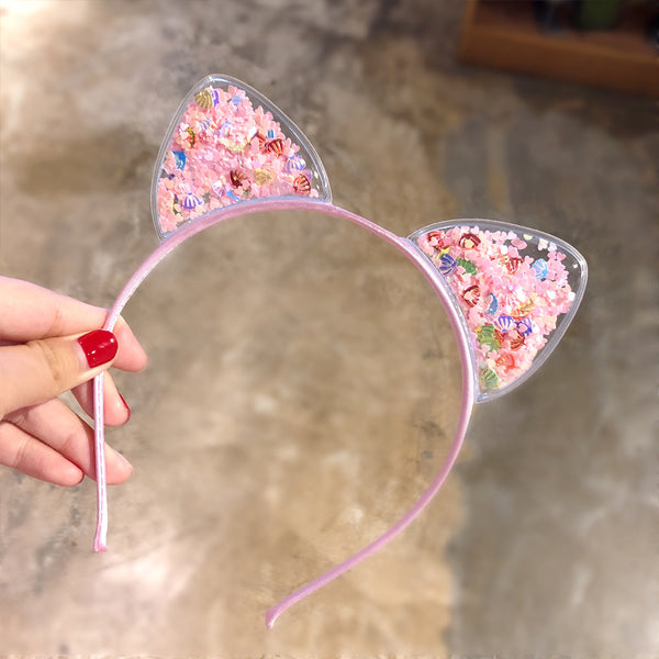 Cat Ears Headband - Pink Seashell Confetti