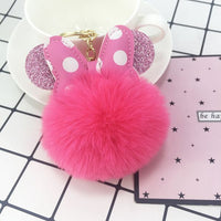 Hot Pink Minnie Pom Pom Keychain