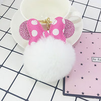 White Minnie Pom Pom Keychain