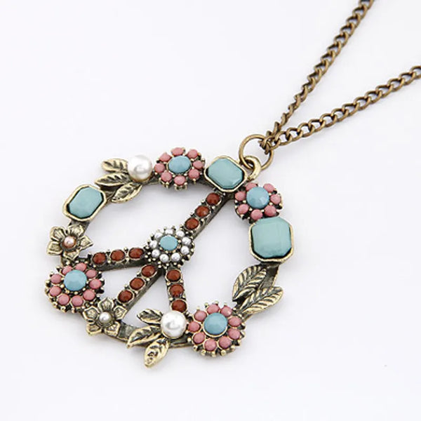 Floral Peace Sign Necklace
