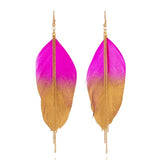 Pink & Gold Feather Earrings