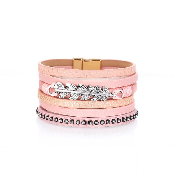 Pink Feather Cuff Bracelet