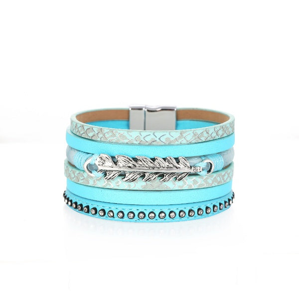 Blue Feather Cuff Bracelet